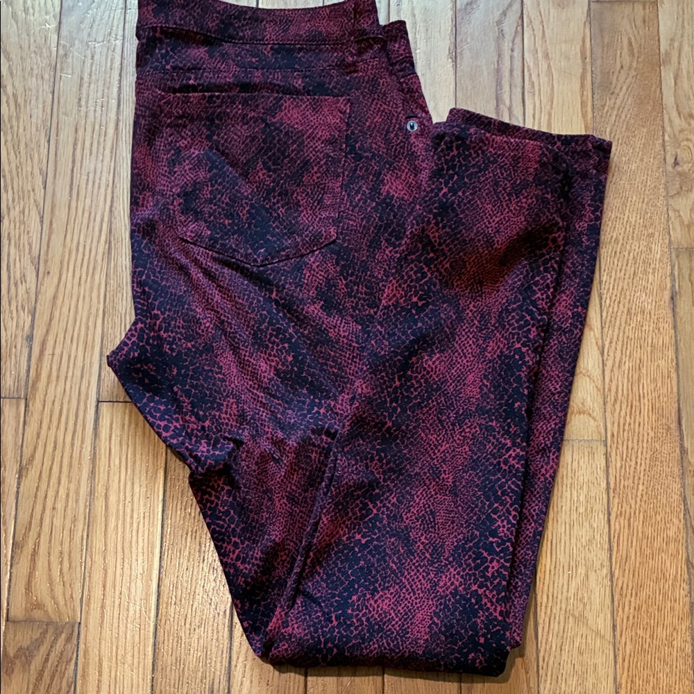 Express Burgundy and Black Snake Print Pants